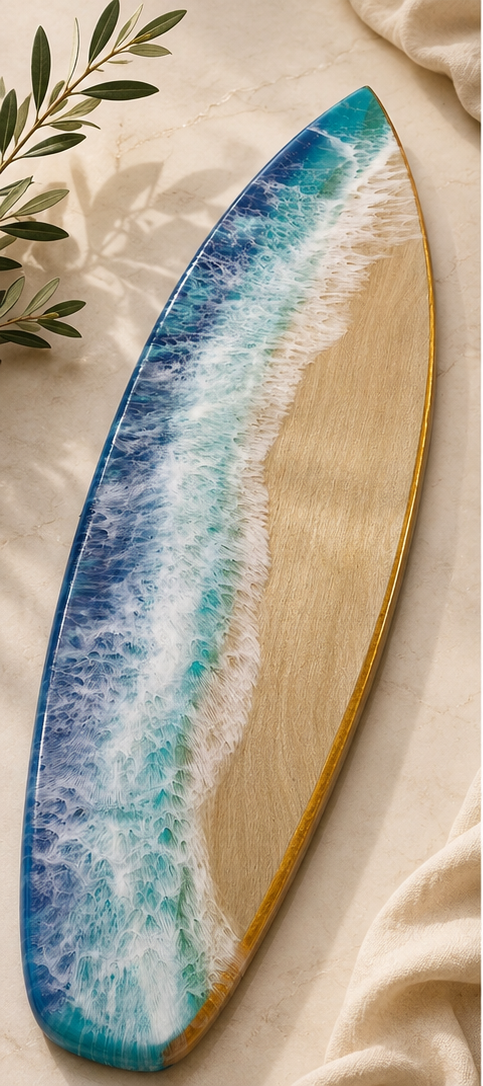 Endless Summer-Handcrafted Birch Wood & Resin Surfboard Charcuterie Board