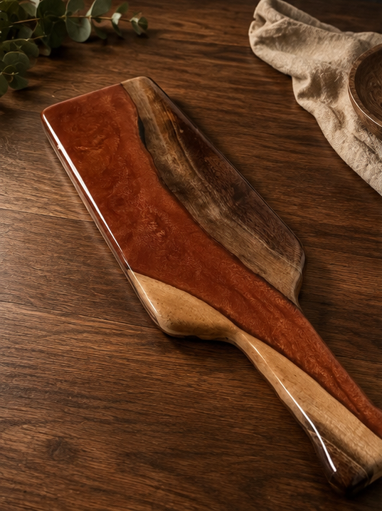 Copper Reserve-Handcrafted Walnut and Copper Resin Wine Bottle Charcuterie Board