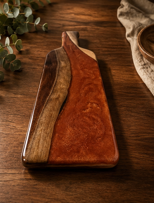 Copper Reserve-Handcrafted Walnut and Copper Resin Wine Bottle Charcuterie Board