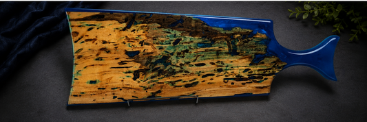 Tidal Reef-Handcrafted Box Elder & Deep Blue Resin Charcuterie Board