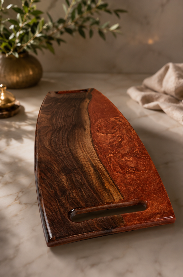 Molten Walnut-Handcrafted Walnut Wood & Copper Resin Charcuterie Board