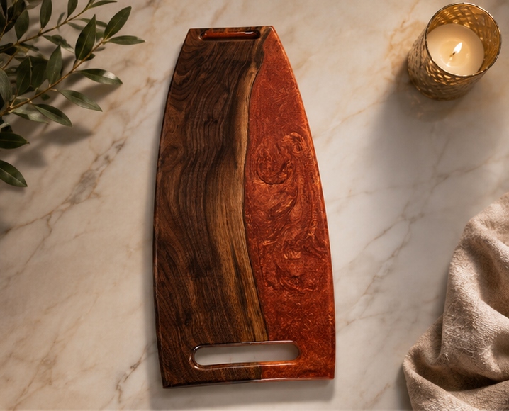 Molten Walnut-Handcrafted Walnut Wood & Copper Resin Charcuterie Board